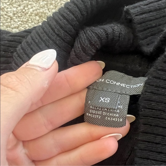 French connection oversized black turtleneck sweater jumper mock neck XS small - Picture 3 of 4